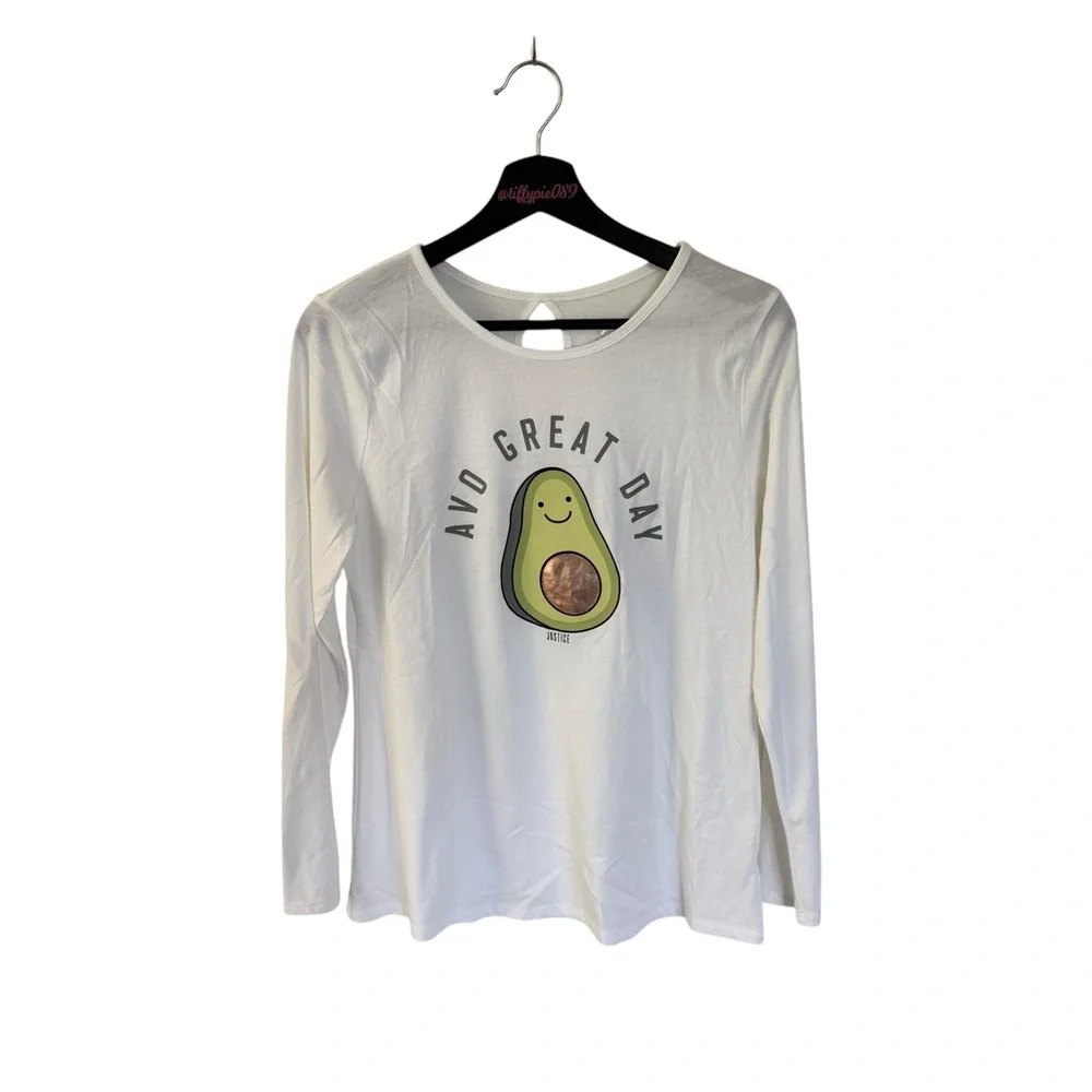 Justice Long Sleeve Top Avo Great Day White Size 18/20